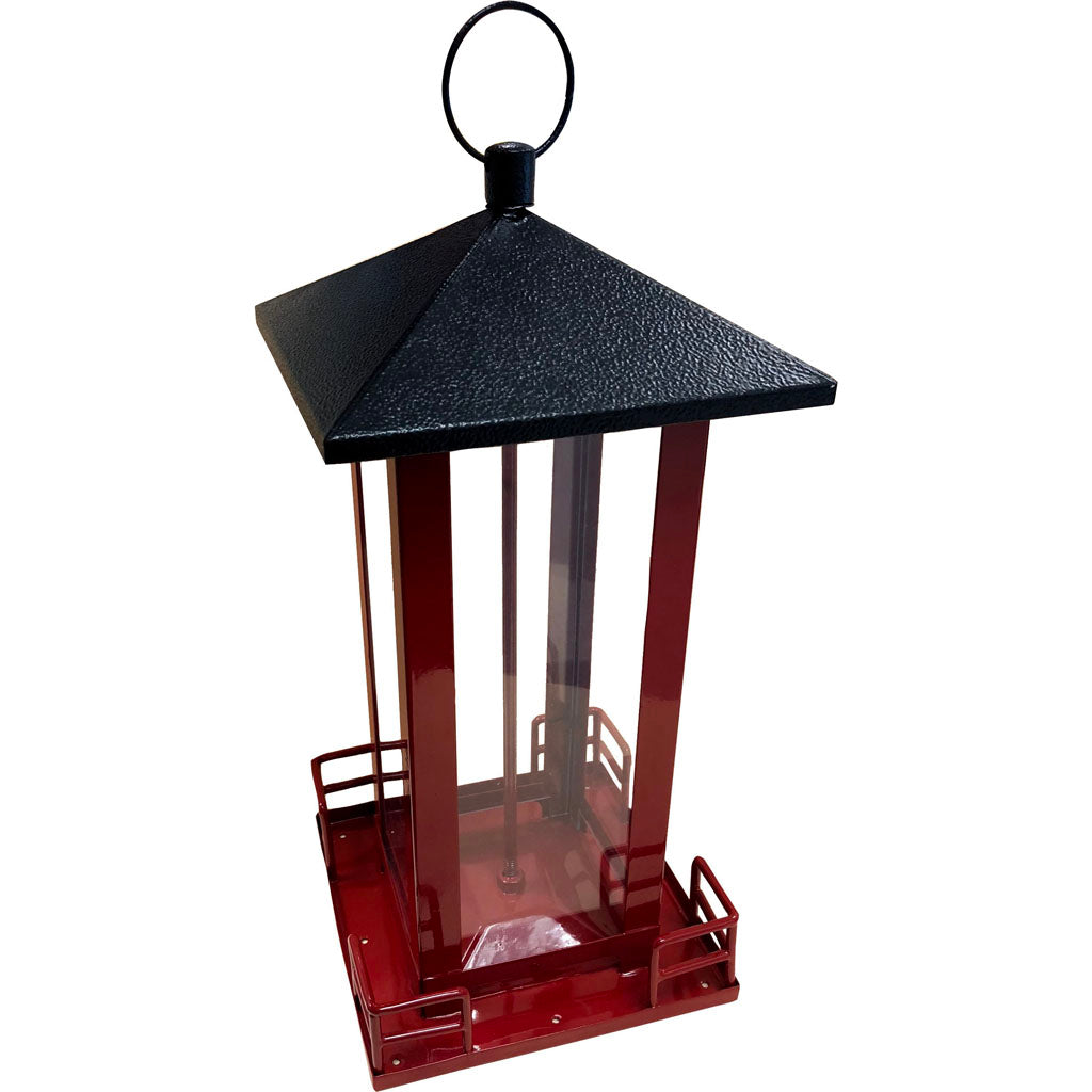 Metal Roof Bird Feeder (RED/BLACK, 3 LB CAP)