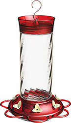 Diamond Glass Hummingbird Feeder W/Ant Moat (RED, 30 OZ CAP)