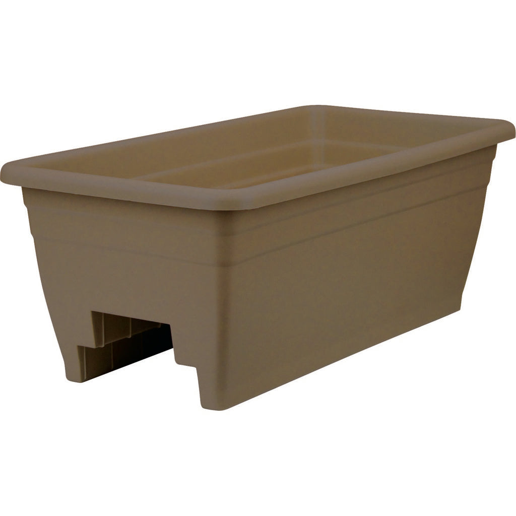 Deck Rail Plastic Box Planter (BROWN, 24 IN)
