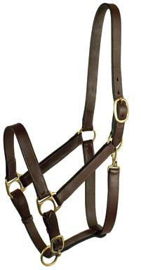 Gatsby Leather Adjustable Turnout Halter W/Snap (HAVANA, OVERSIZE)