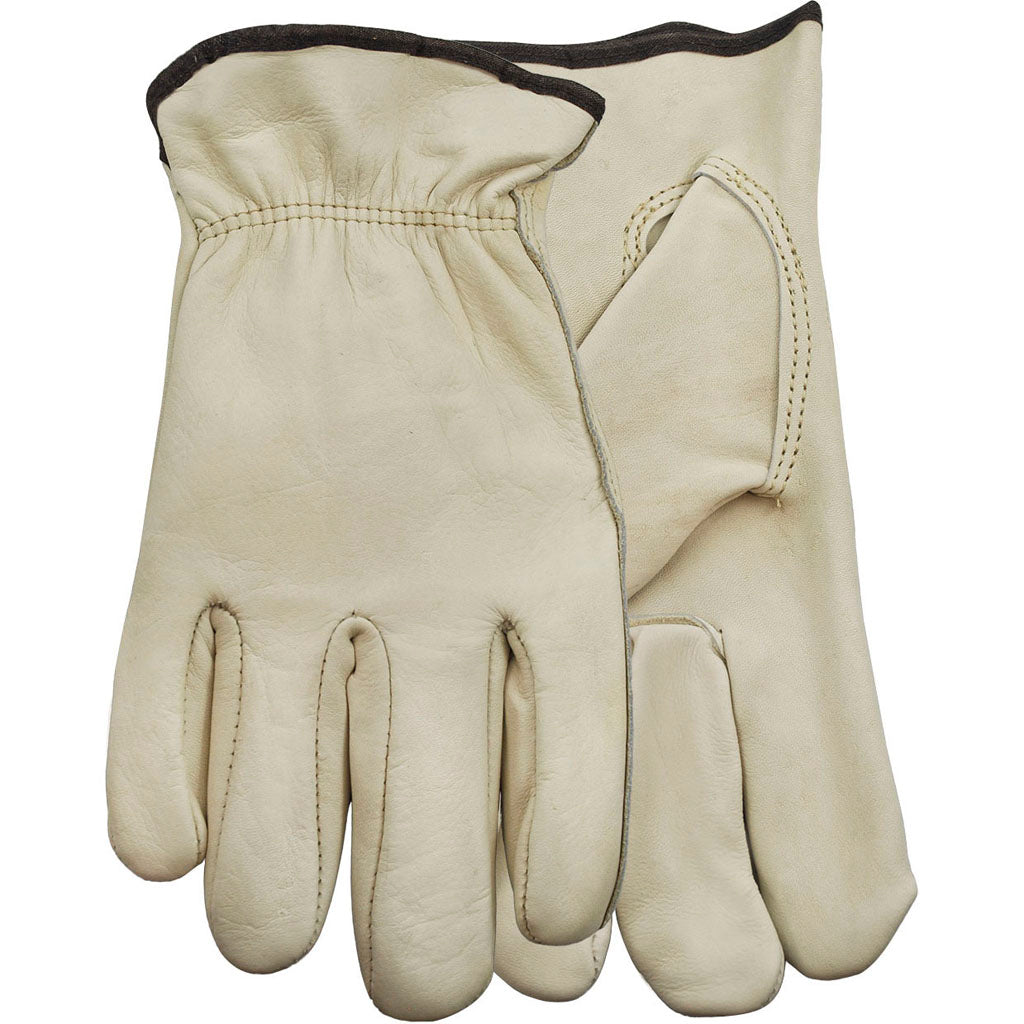 Watson Gloves Mens Man Handlers Full-Grain Cowhide (WHITE, LG)