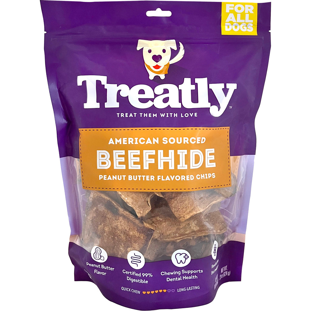 Treatly American Beefhide Chips (PEANUT BUTTER, 22 OZ)