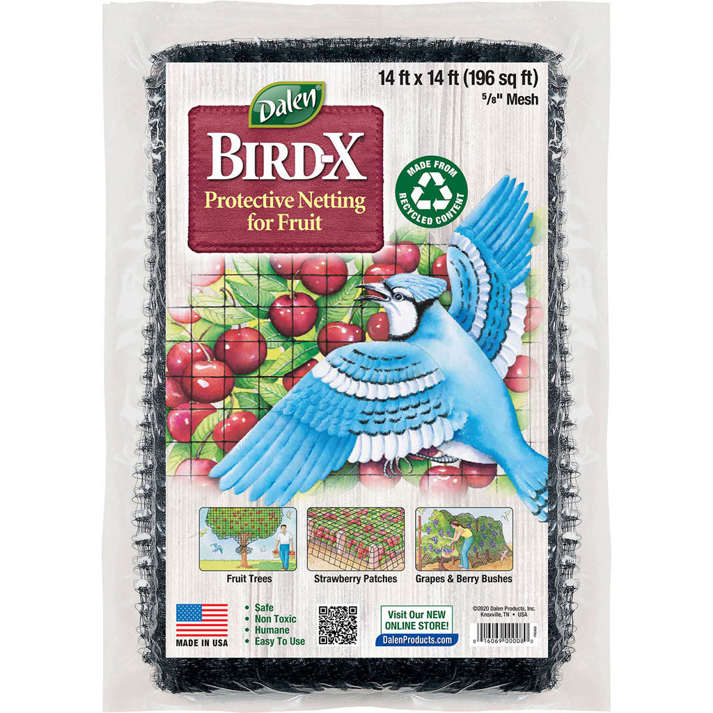 Bird-X Protective Netting - Fruit & Veg 5/8 Mesh (BLACK, 14X14 FT)