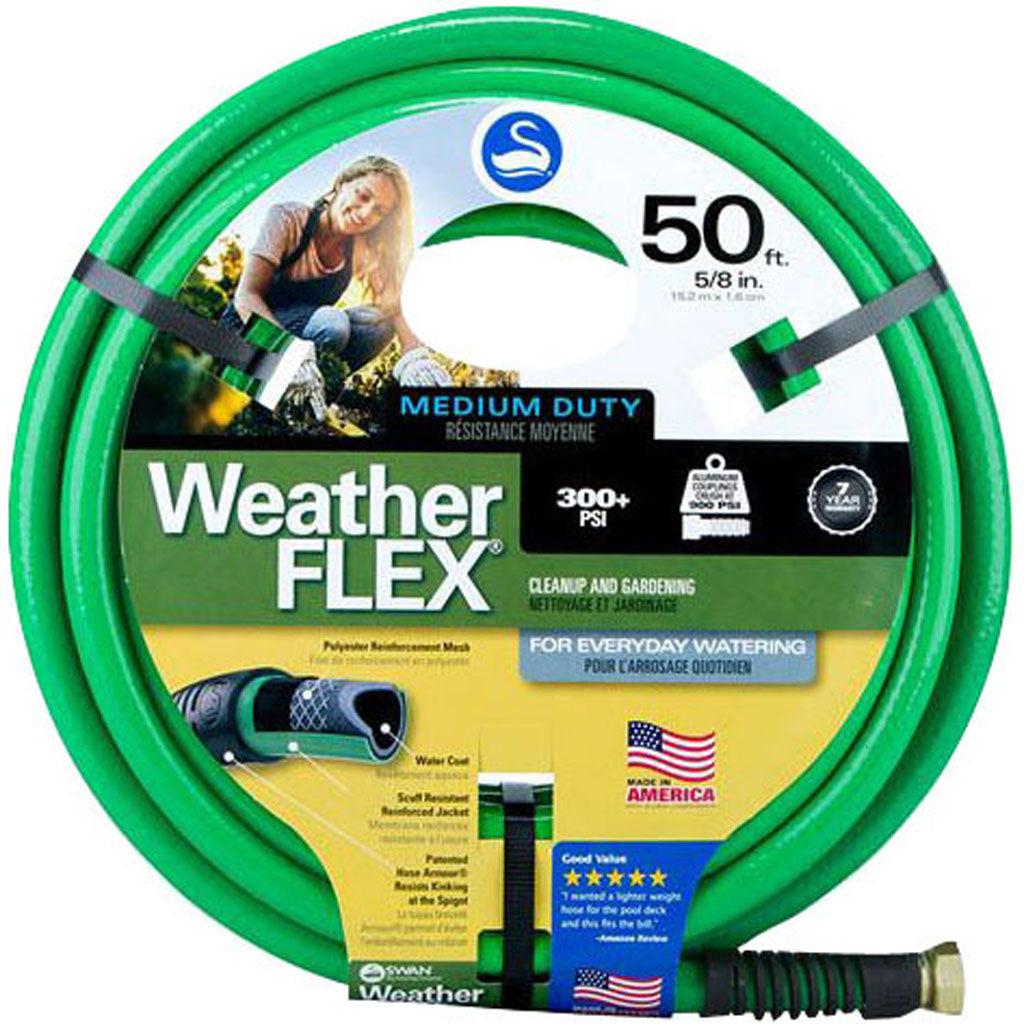 Swan Weatherflex Medium Duty Garden Hose (GREEN, 5/8 IN X 50 FT)