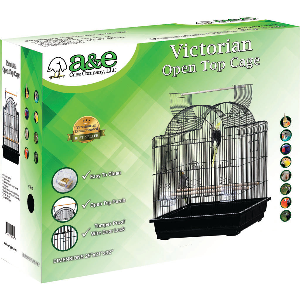A&E Victorian Open Top Cage In Retail Box (BLACK, 25X21X32 IN)