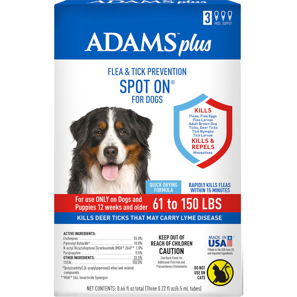 Adams Plus Flea & Tick Spot On For Dogs (61-150 LB-3 PK)