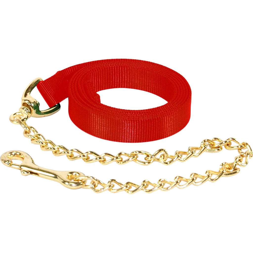 Hamilton Nylon Lead W/Chain & Snap (RED, 7 FT)