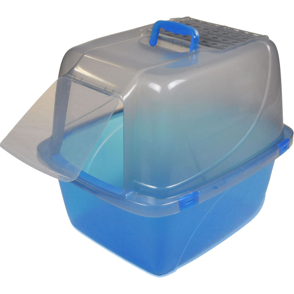 Van Ness Translucent Enclosed Cat Litter Pan (BLUE, LG)