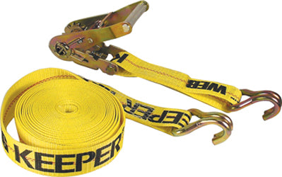 Keeper Rachet Tie-Down W/Double-J Hooks (YELLOW, 2 IN X 27 FT)