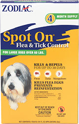 Zodiac Spot On Flea & Tick Control For Dogs (> 60 LB-4 PK)