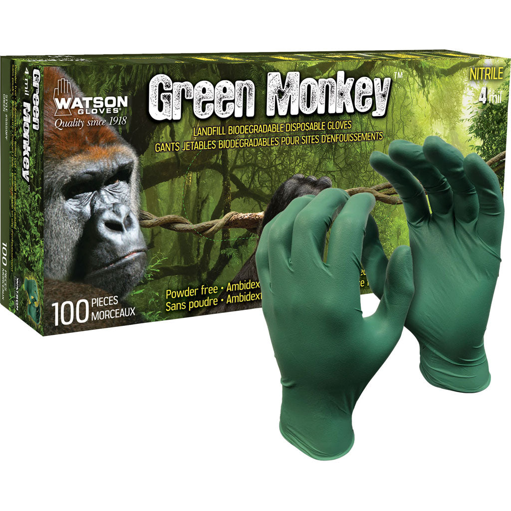 Watson Gloves Green Monkey Nitrile Disposable (FOREST GREEN, SM - 100 CT)