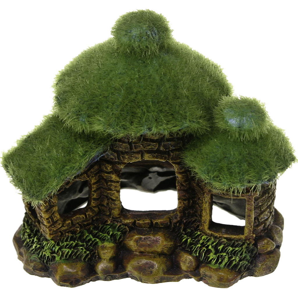 Exotic Environments Hut W/Fiber Moss (BROWN/GREEN, SM)