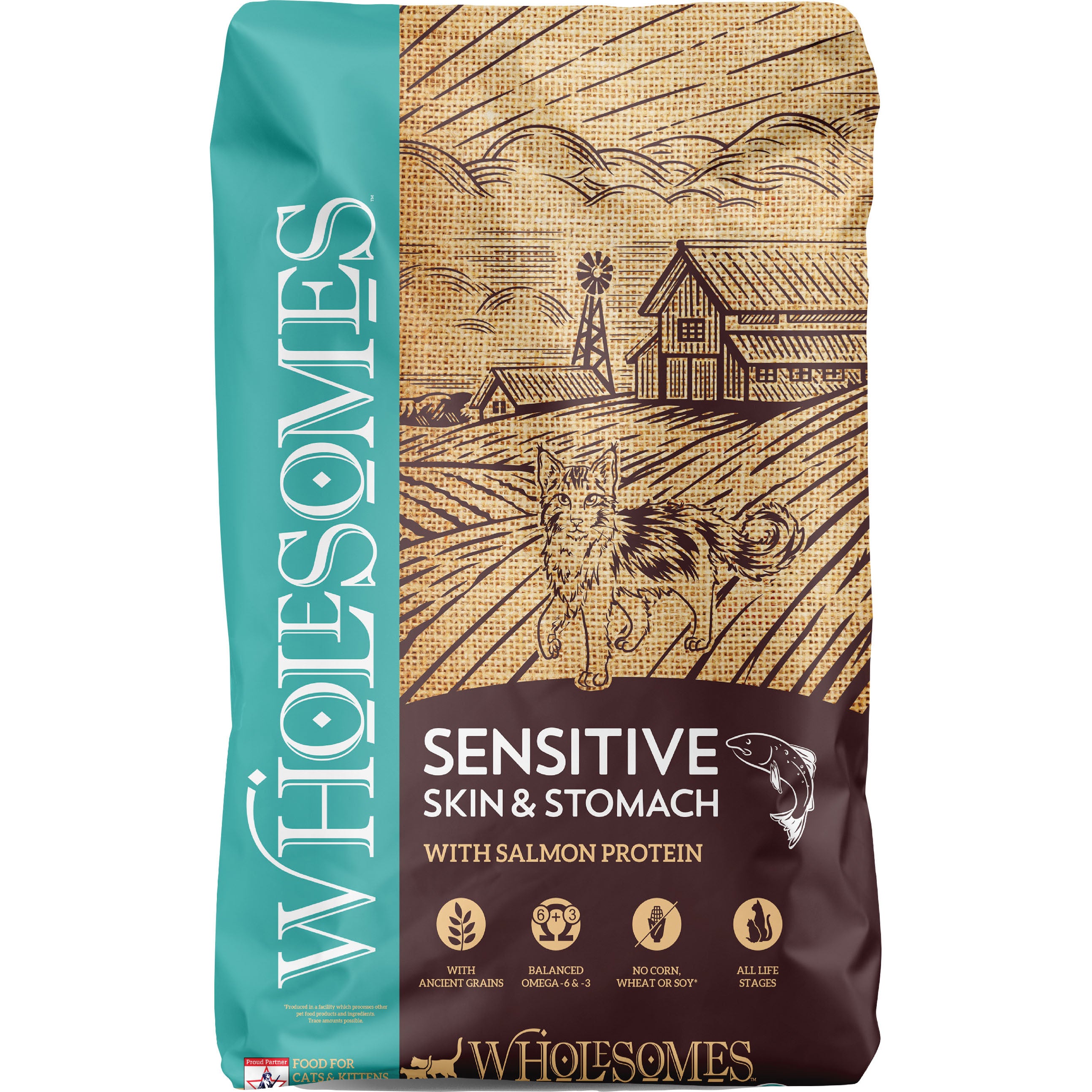 Wholesomes Sensitive Skin & Stomach Cat Food (SALMON, 10 LB)