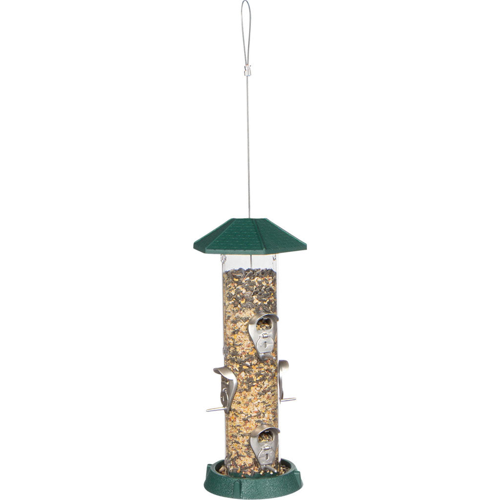 Village Collection 2-In-1 Hinged Port Bird Feeder (GREEN, 1.75 LB CAP)