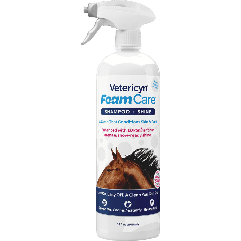 Vetericyn Foamcare Equine Shampoo + Shine (32 OZ)