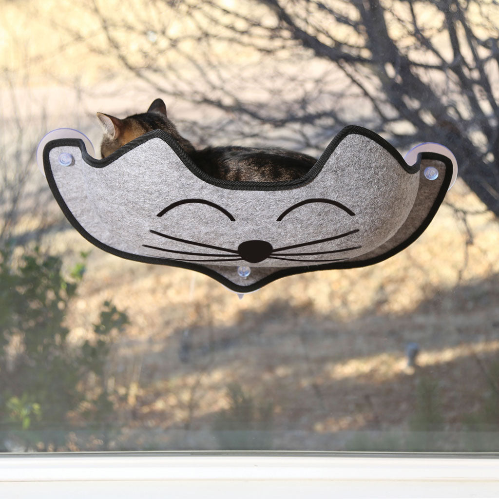 K&H Ez Mount Window Bed Kitty Face (GRAY, O/S)