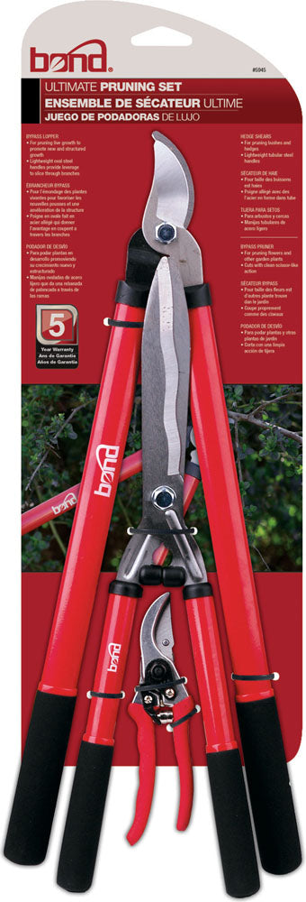 Bond Lopper-Hedge Shear-Pruner Combo Set (RED/BLACK, 3 PC)