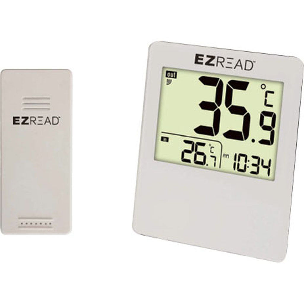 Ezread Digital Thermometer With Clock (WHITE, 8 IN)