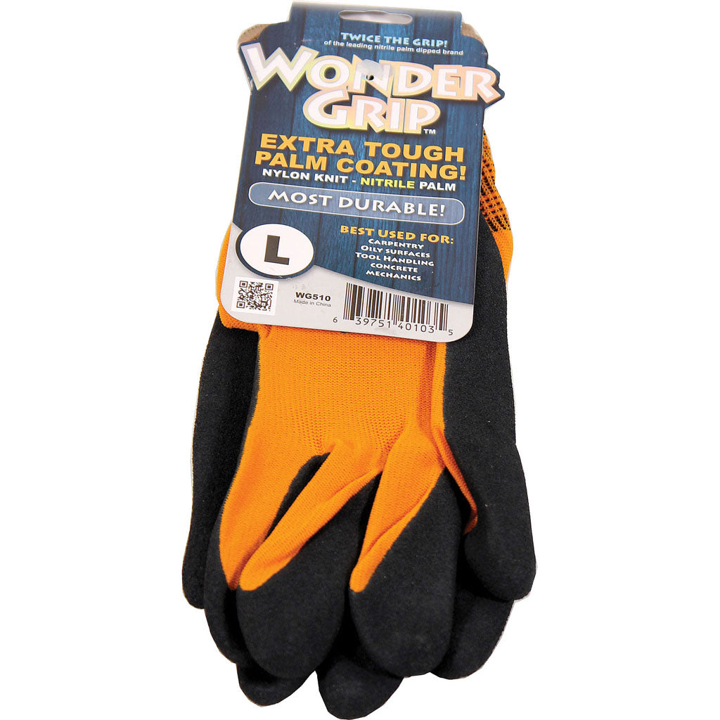 Wonder Grip Extra Tough Gloves (ORANGE, LG)
