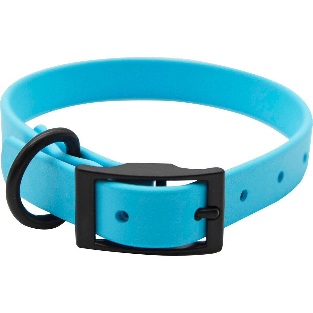Zeta Biothane Dog Collar W/ Blk Hardware (LIGHT BLUE, 3/4 X 16 IN)