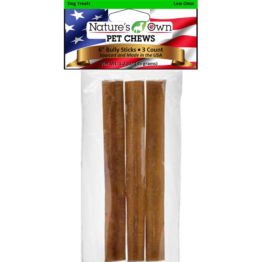 Nature'S Own Usa Low Odor Bully Sticks (BEEF, 6 IN-3 PK)