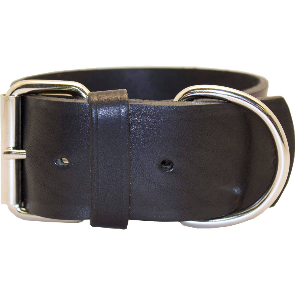 Latigo Leather 1 Ply Dog Collar (BLACK, 2 X 23 IN)