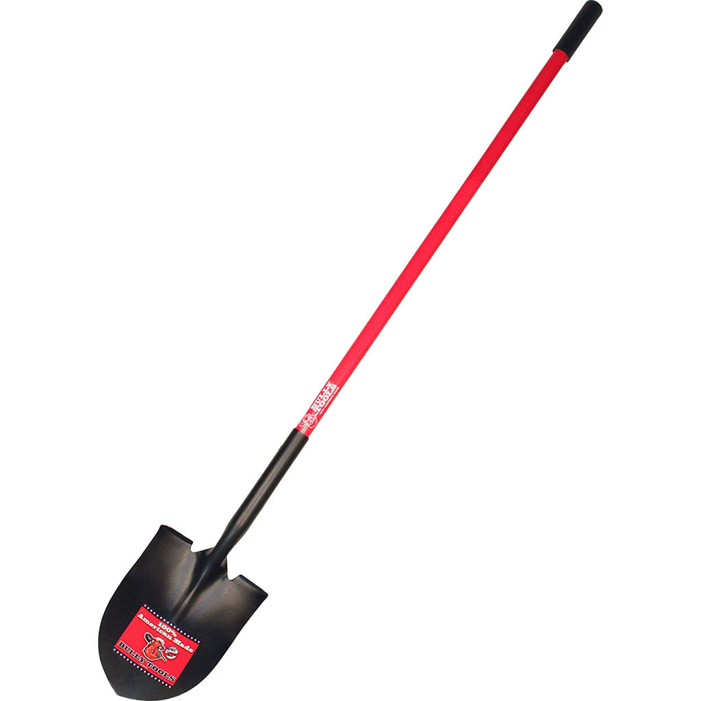 Bully Tools Steel Round Point Shovel Fiberglass (RED, 60 IN) [011010]