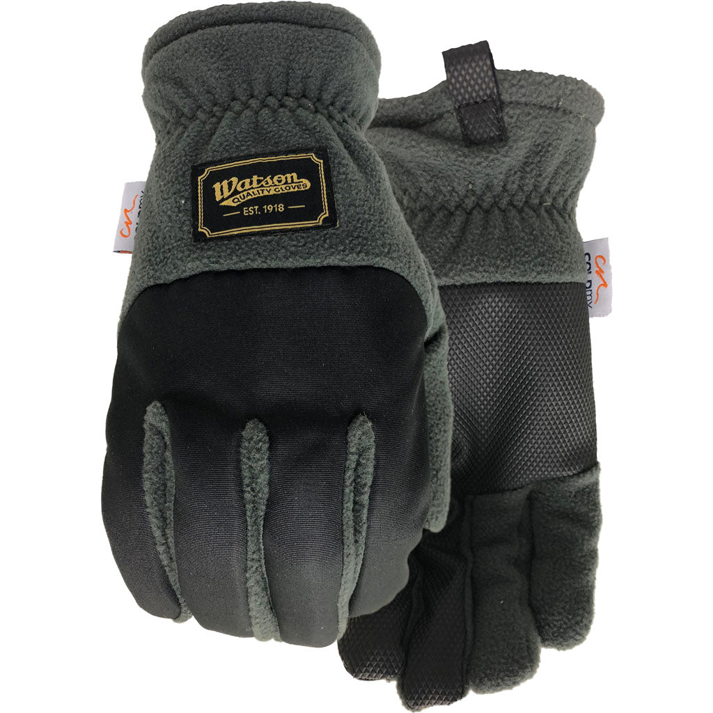 Watson Gloves Mens Fleece Navidad Wastenot Fabric (BLACK, LG)