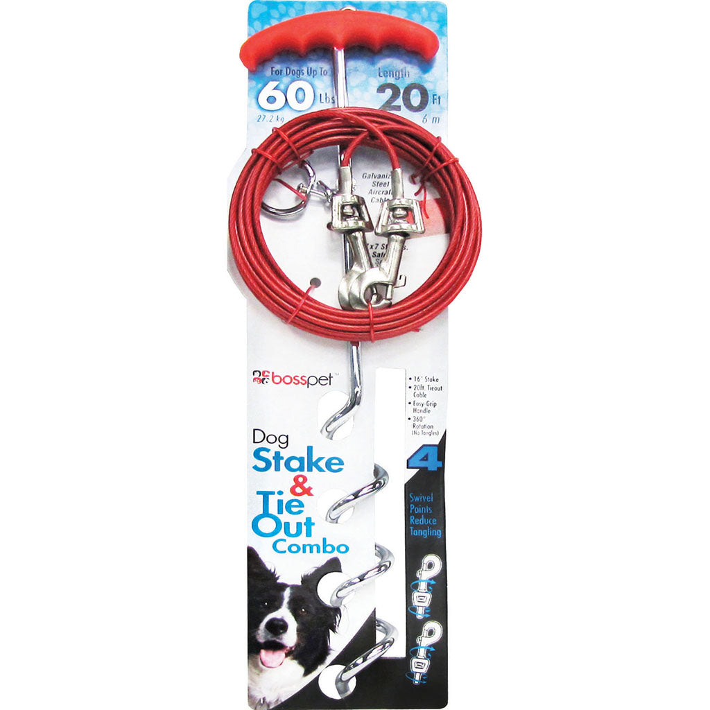 Boss Pet Spiral Stake/Cable Tieout (20 FT)