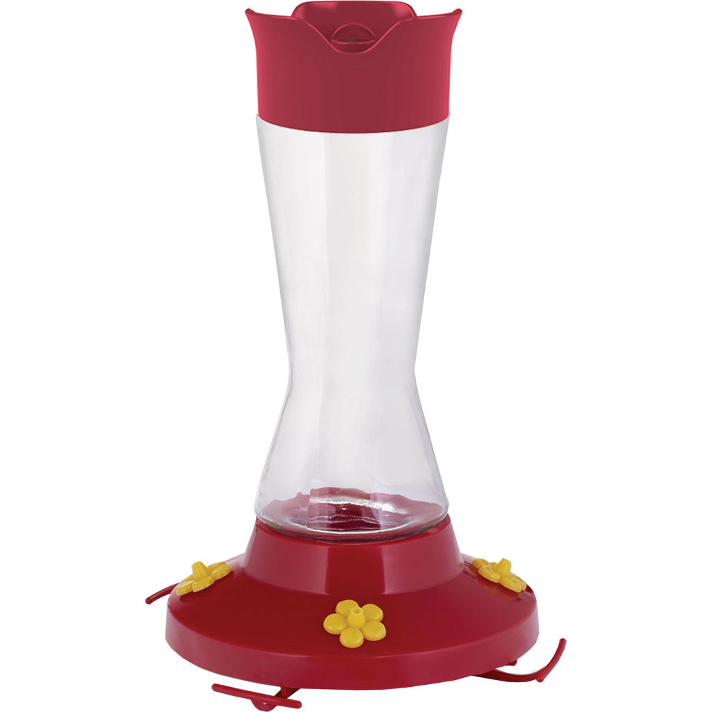 Pinch Waist Glass Hummingbird Feeder (RED, 16 OZ CAP)