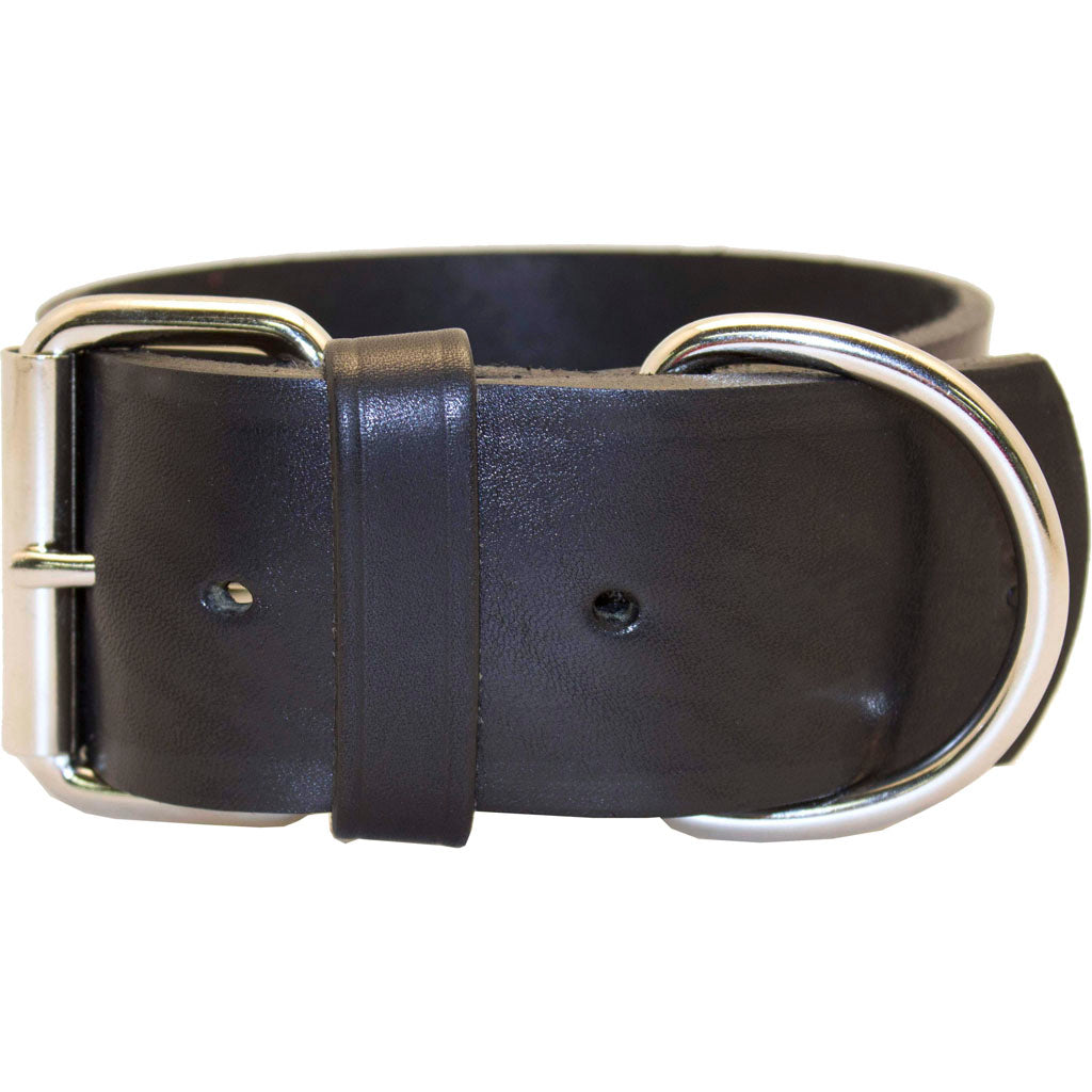 Latigo Leather 1 Ply Dog Collar (BLACK, 2 X 21 IN)