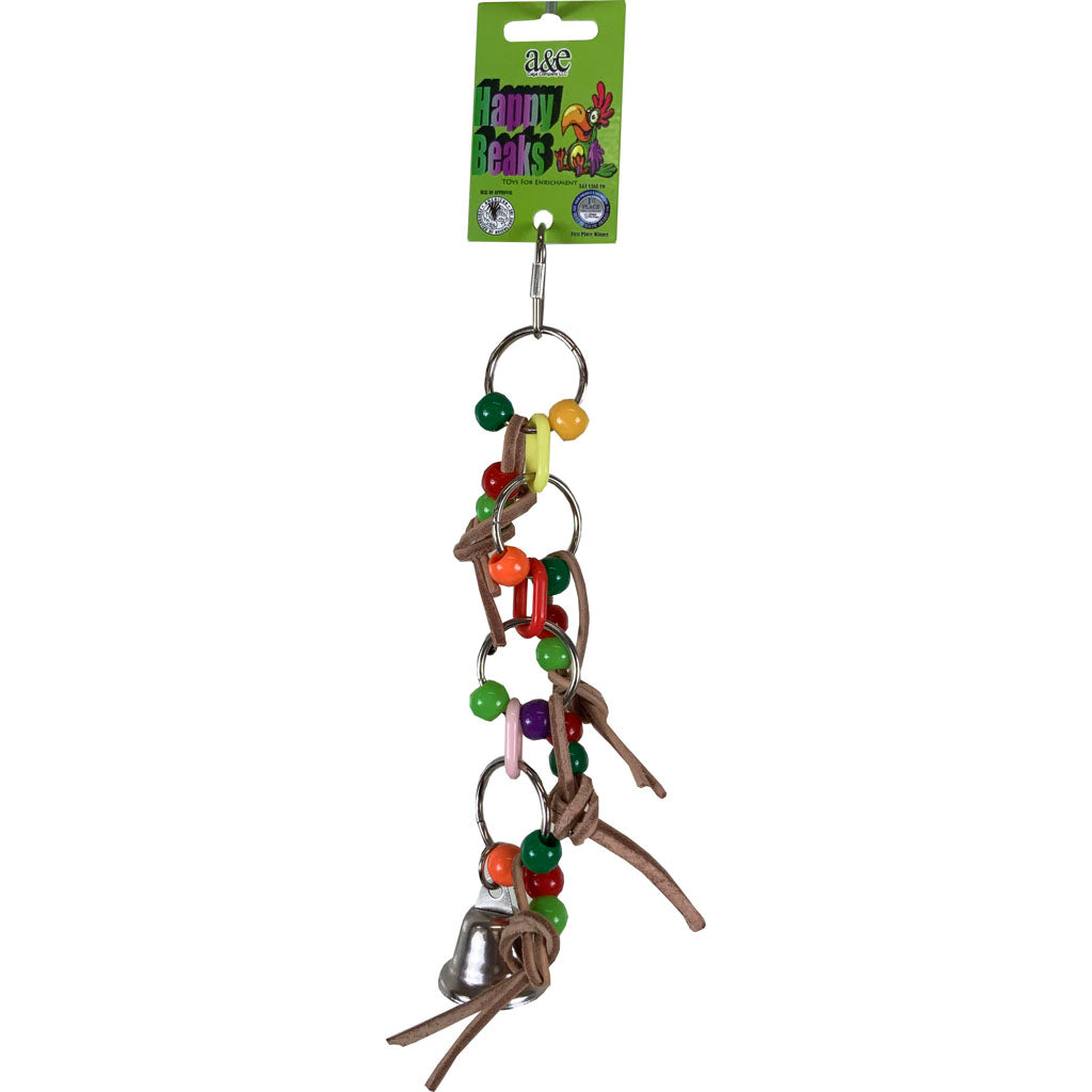 Happy Beaks Plst Chain W/Leather & Ball Bird Toy (2X10 IN)