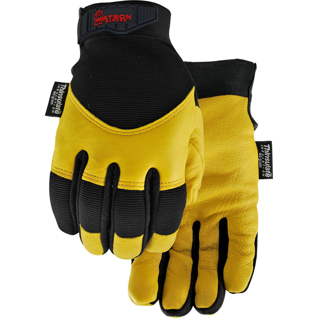 Watson Gloves Mens Winter Flextime Wastenot Fabric (BLACK, LG)