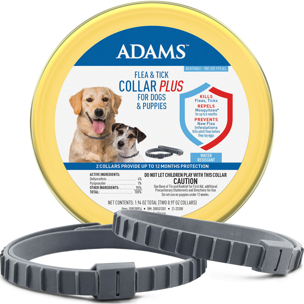 Adams Flea & Tick Collar Plus For Dogs & Puppies (15 IN-2 PK)