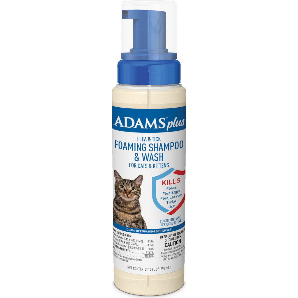 Adams Plus Flea & Tick Foaming Shampoo For Cats (10 OZ)
