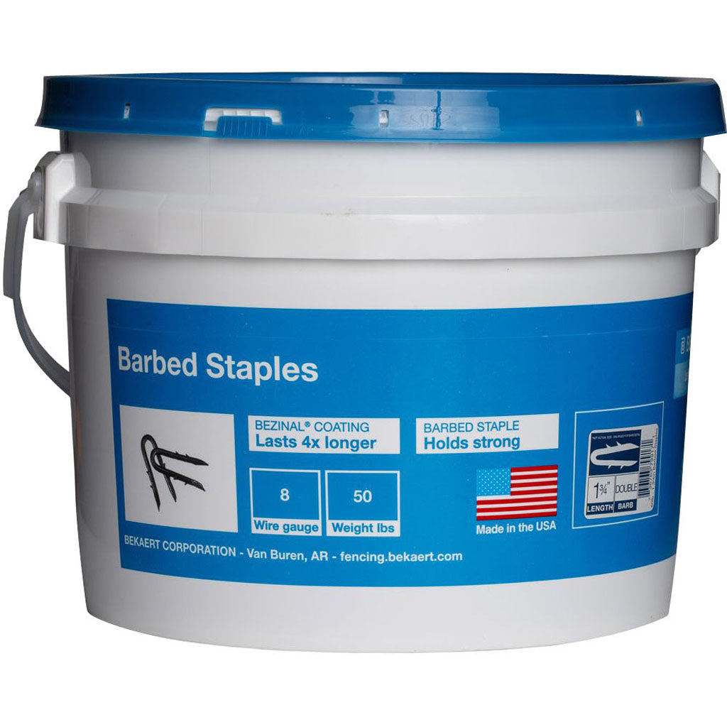 Bekaert Barbed Fence Staple Bezinal Coated Bucket (8 GA-1.75 IN-50)