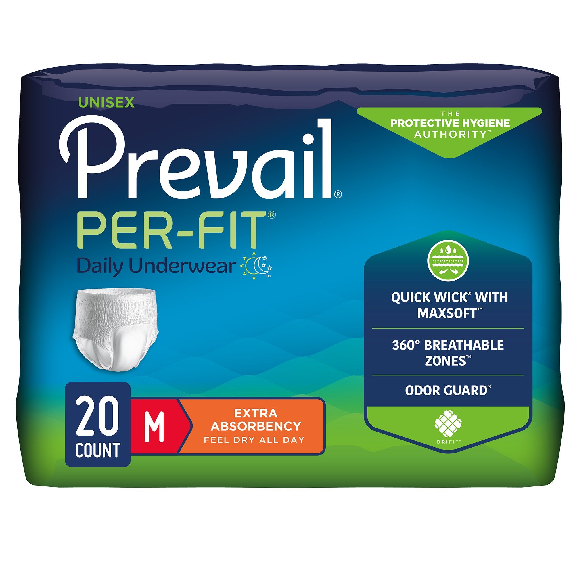 First Quality - Unisex Adult Absorbent Underwear Prevail® Per-Fit® Extra Pull On with Tear Away Seams Medium Disposable Heavy Absorbency [80/CS]