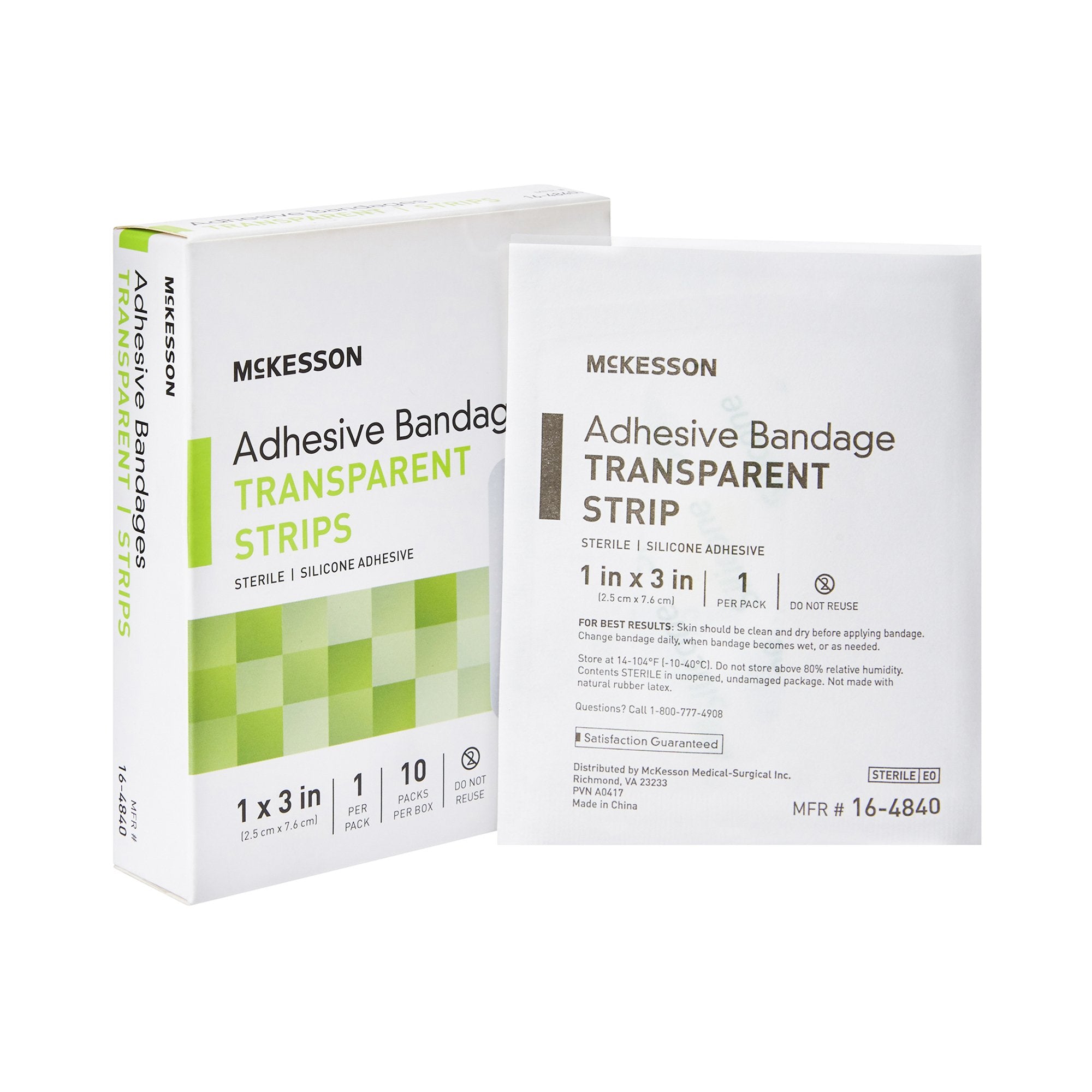 McKesson Brand - Waterproof Adhesive Strip McKesson 1 X 3 Inch Silicone Rectangle Sheer Sterile [320/CS]