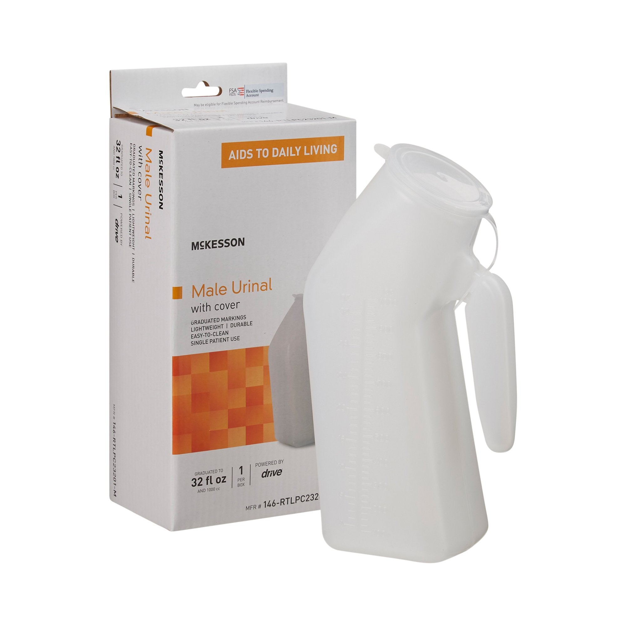 McKesson Brand - Male Urinal McKesson 32 oz. / 946 mL With Closure Single Patient Use [6/CS]