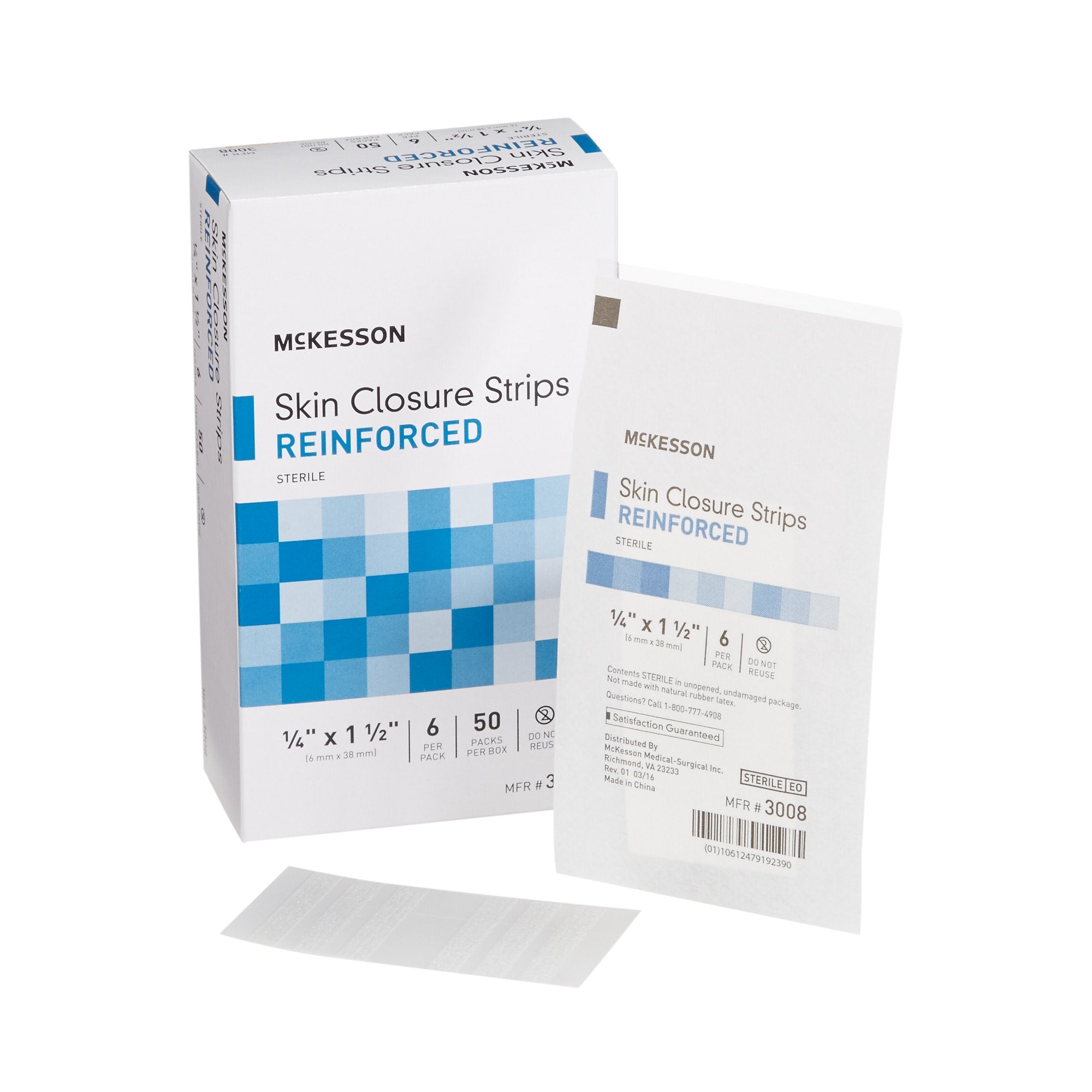 McKesson Brand - Skin Closure Strip McKesson 1/4 X 1-1/2 Inch Nonwoven Material Reinforced Strip White [200/CS]