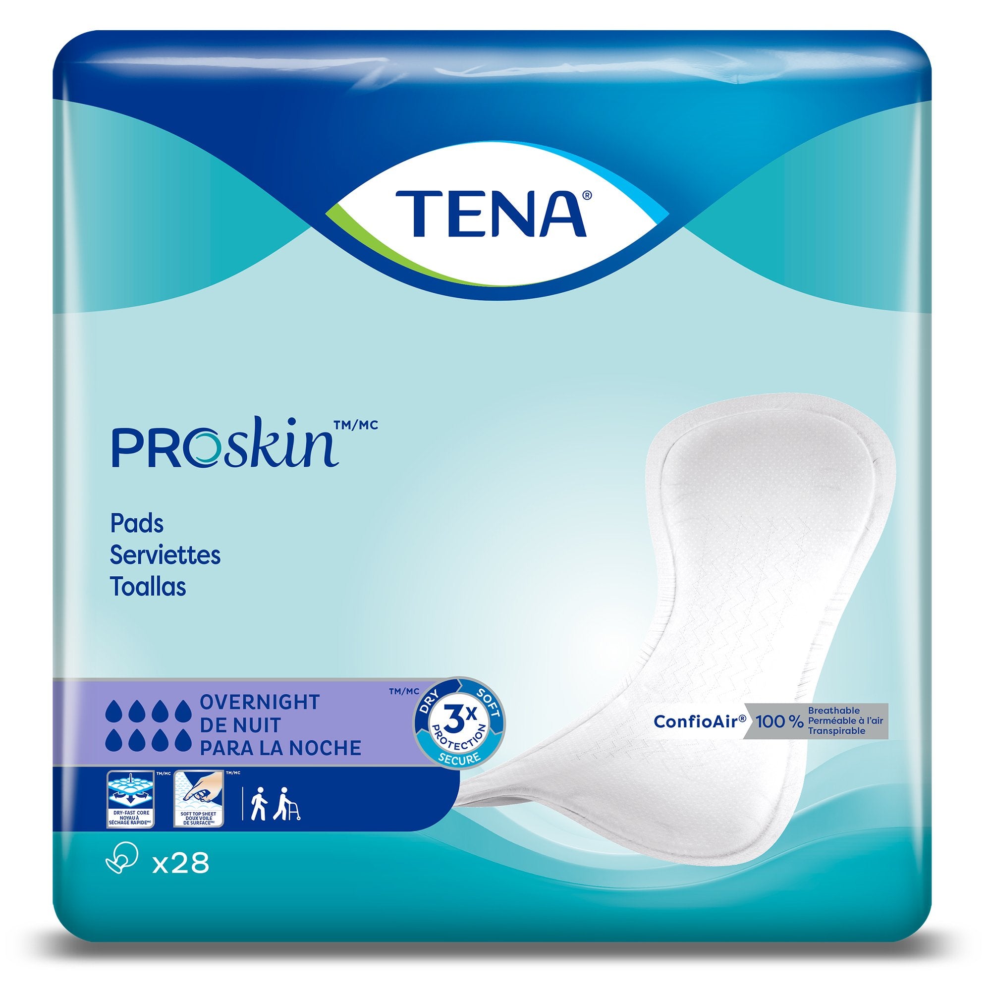 Essity HMS North America Inc - Bladder Control Pad TENA ProSkin™ Overnight 16 Inch Length Heavy Absorbency Dry-Fast Core™ One Size Fits Most [84/CS]