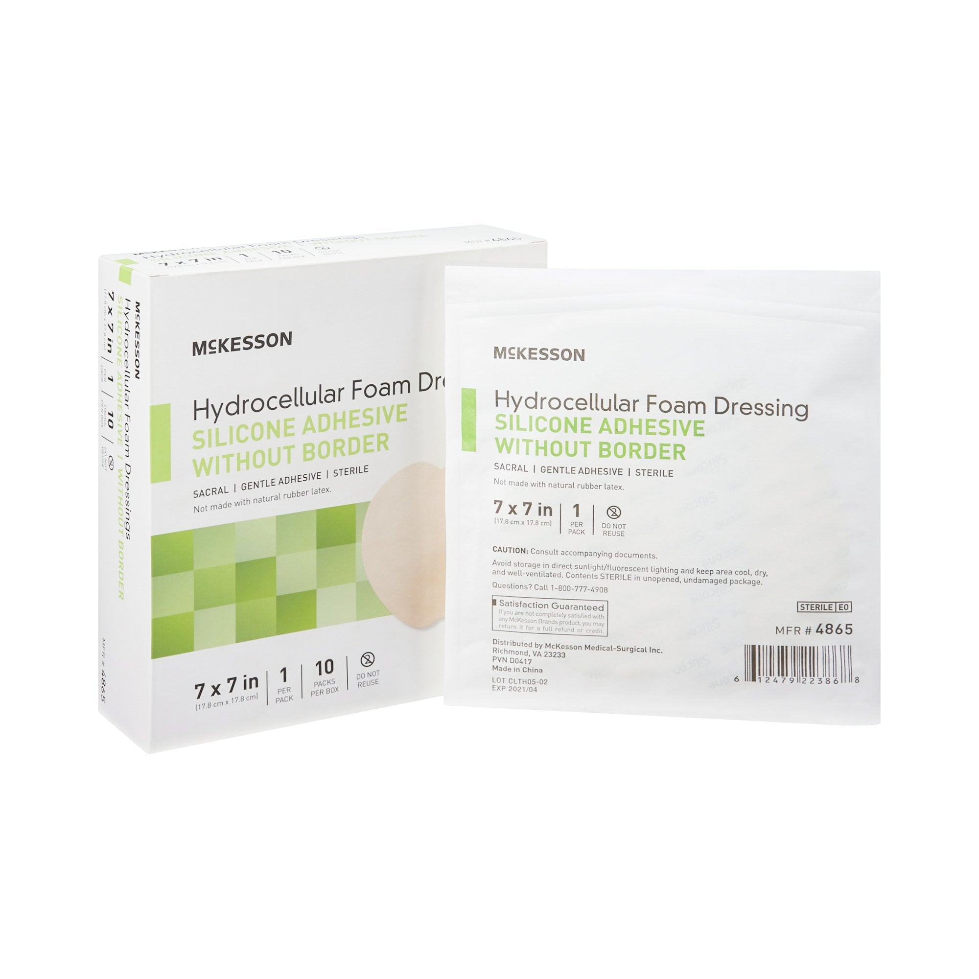 McKesson Brand - Foam Dressing McKesson 7 X 7 Inch Without Border Film Backing Silicone Gel Adhesive Sacral Sterile [200/CS]