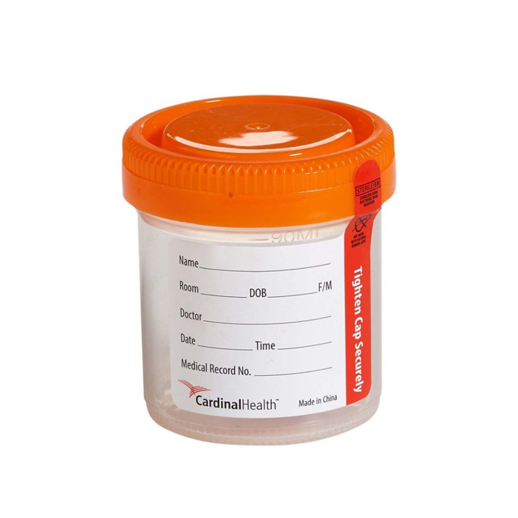 Cardinal - Specimen Container Cardinal Health™ 90 mL (3 oz.) Screw Cap Patient Information Sterile [400/CS]