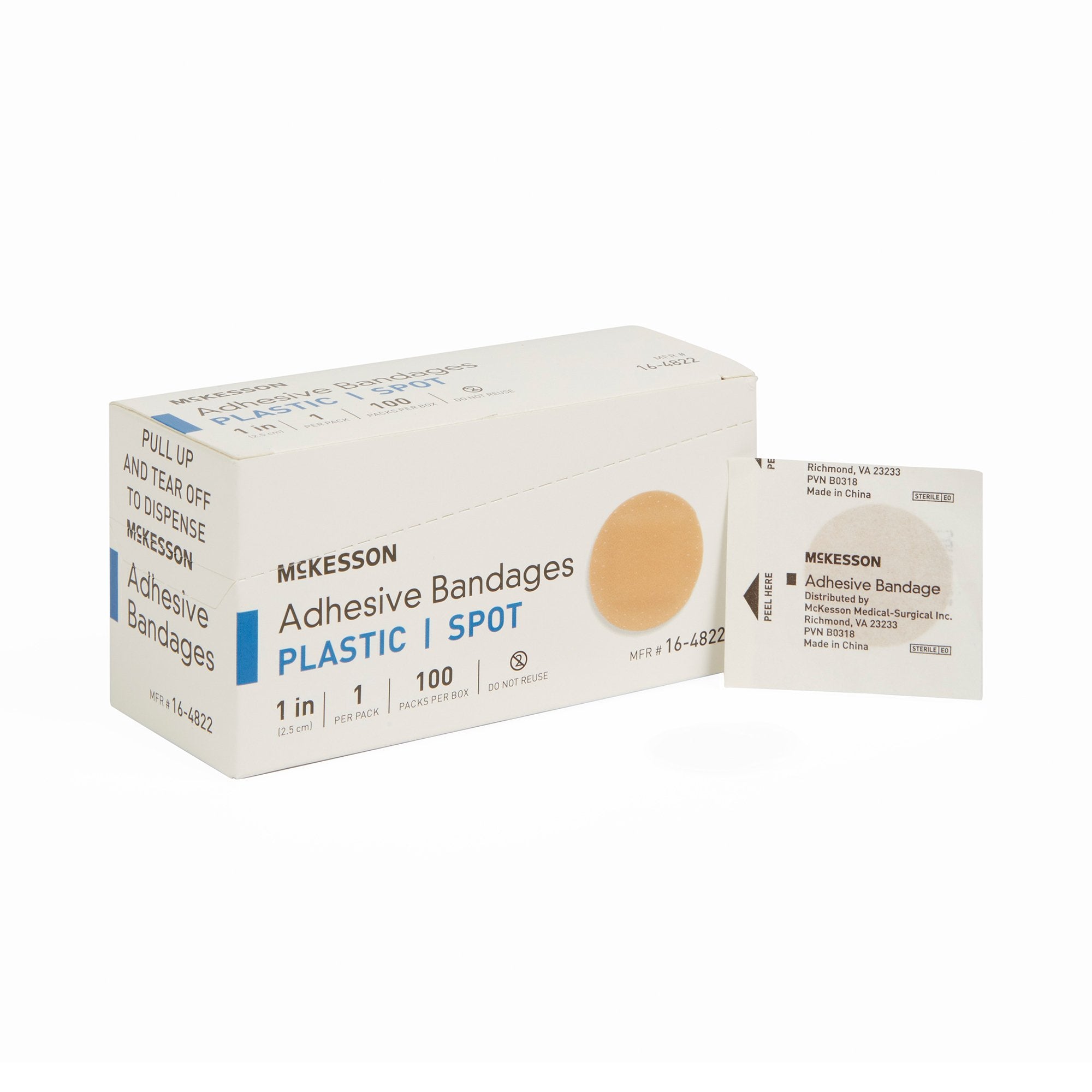 McKesson Brand - Adhesive Spot Bandage McKesson 1 Inch Plastic Round Tan Sterile [2400/CS]