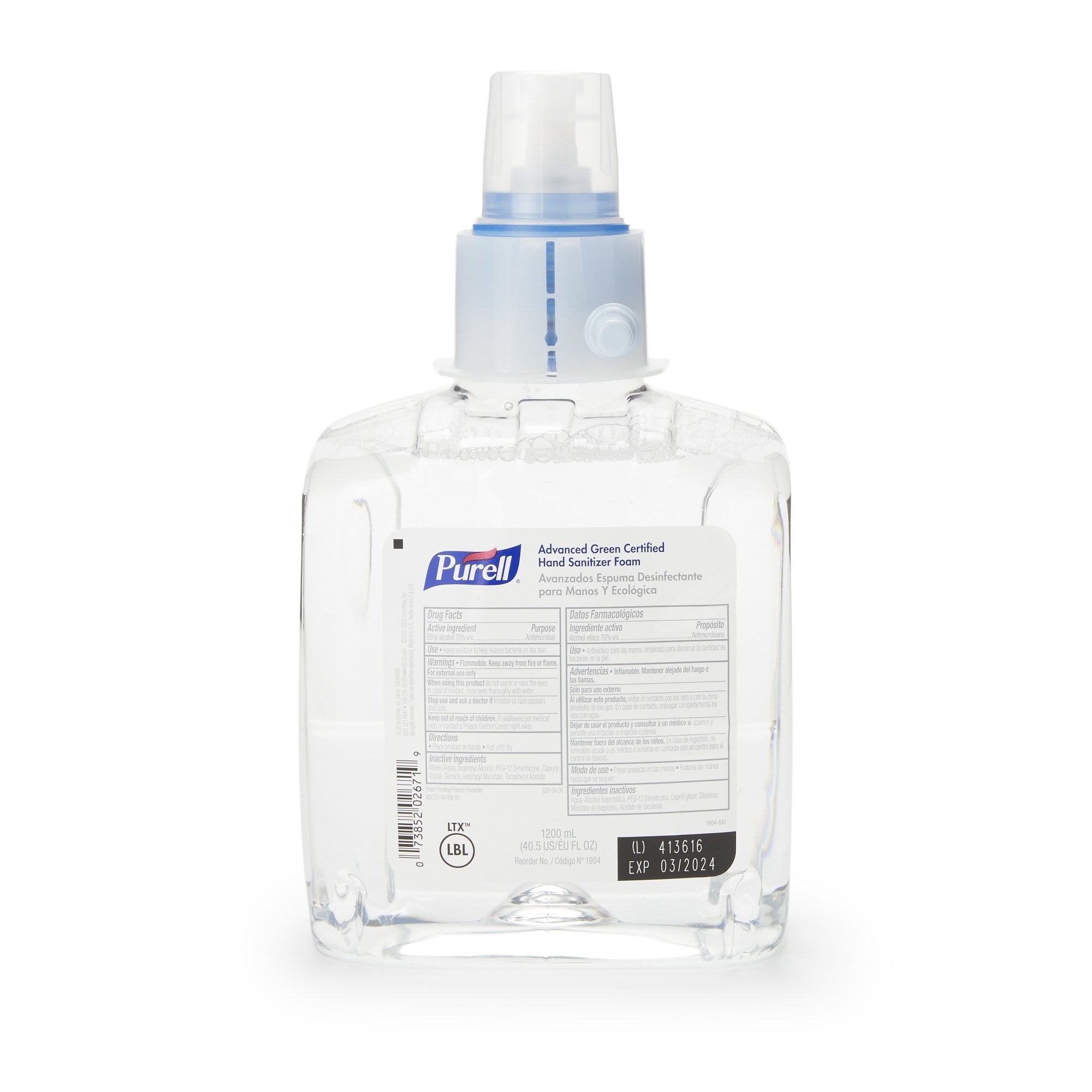 GOJO - Hand Sanitizer Purell® Advanced Green Certified 1,200 mL Ethyl Alcohol Foaming Dispenser Refill Bottle [2/CS] (808192_CS)