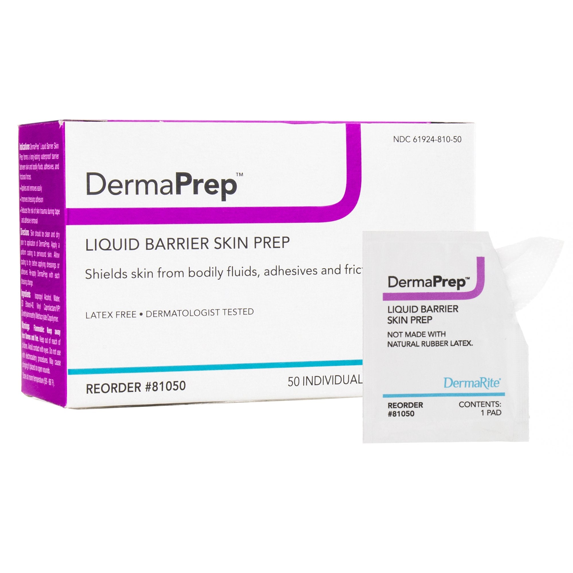 DermaRite Industries - Skin Barrier Wipe DermaPrep™ 60% Strength Isopropyl Alcohol Individual Packet NonSterile [1000/CS]