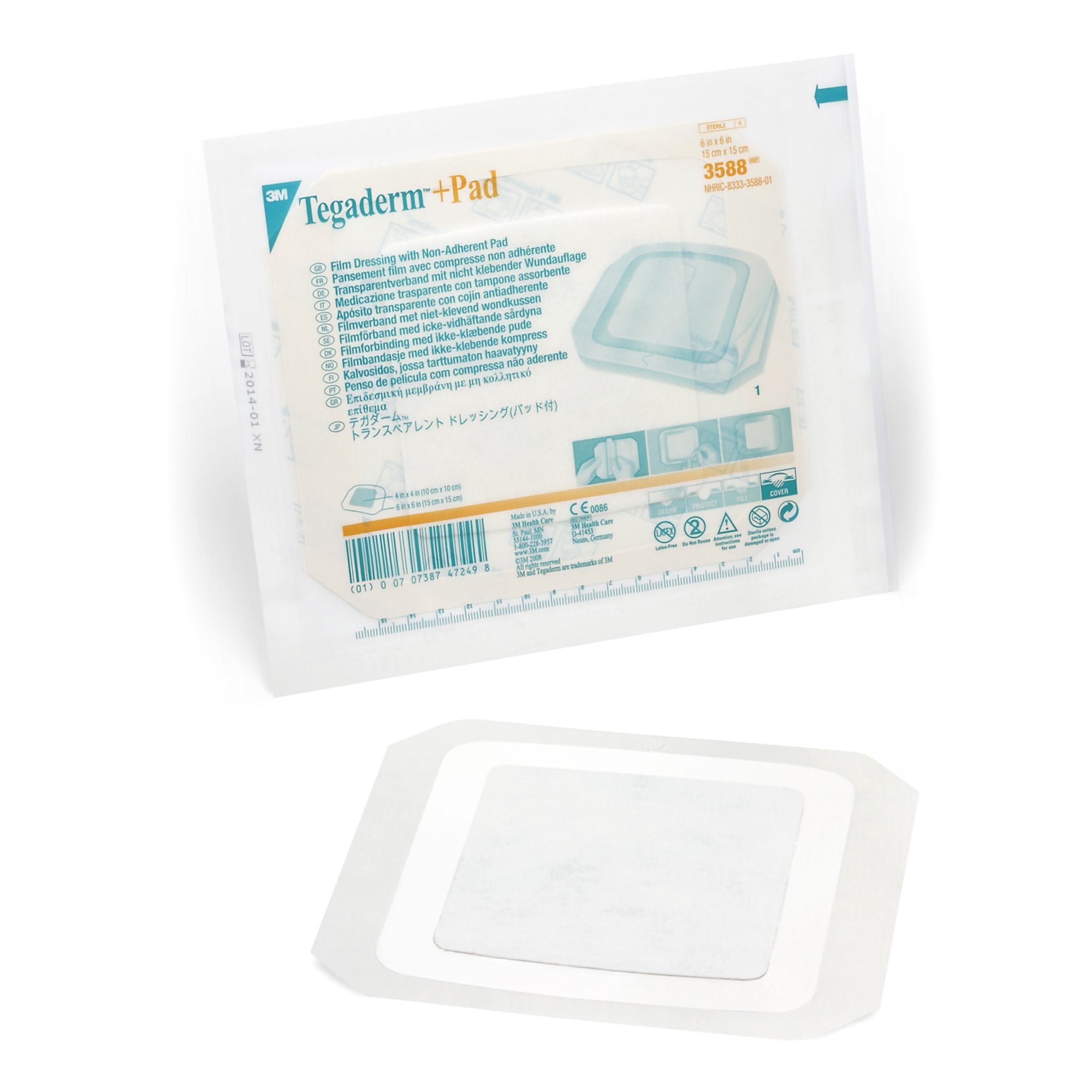 Solventum Corporation - Transparent Film Dressing with Pad 3M™ Tegaderm™ +Pad 6 X 6 Inch Frame Style Delivery Square Sterile [100/CS]