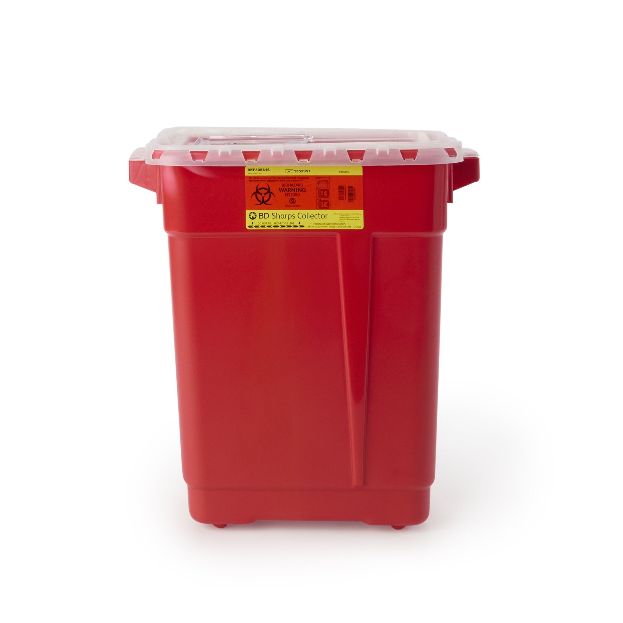 BD - Sharps Container BD™ Red Base 18-1/2 X 17-3/4 X 11-3/4 Inch Vertical Entry 9 Gallon [8/CS] (451009_CS)