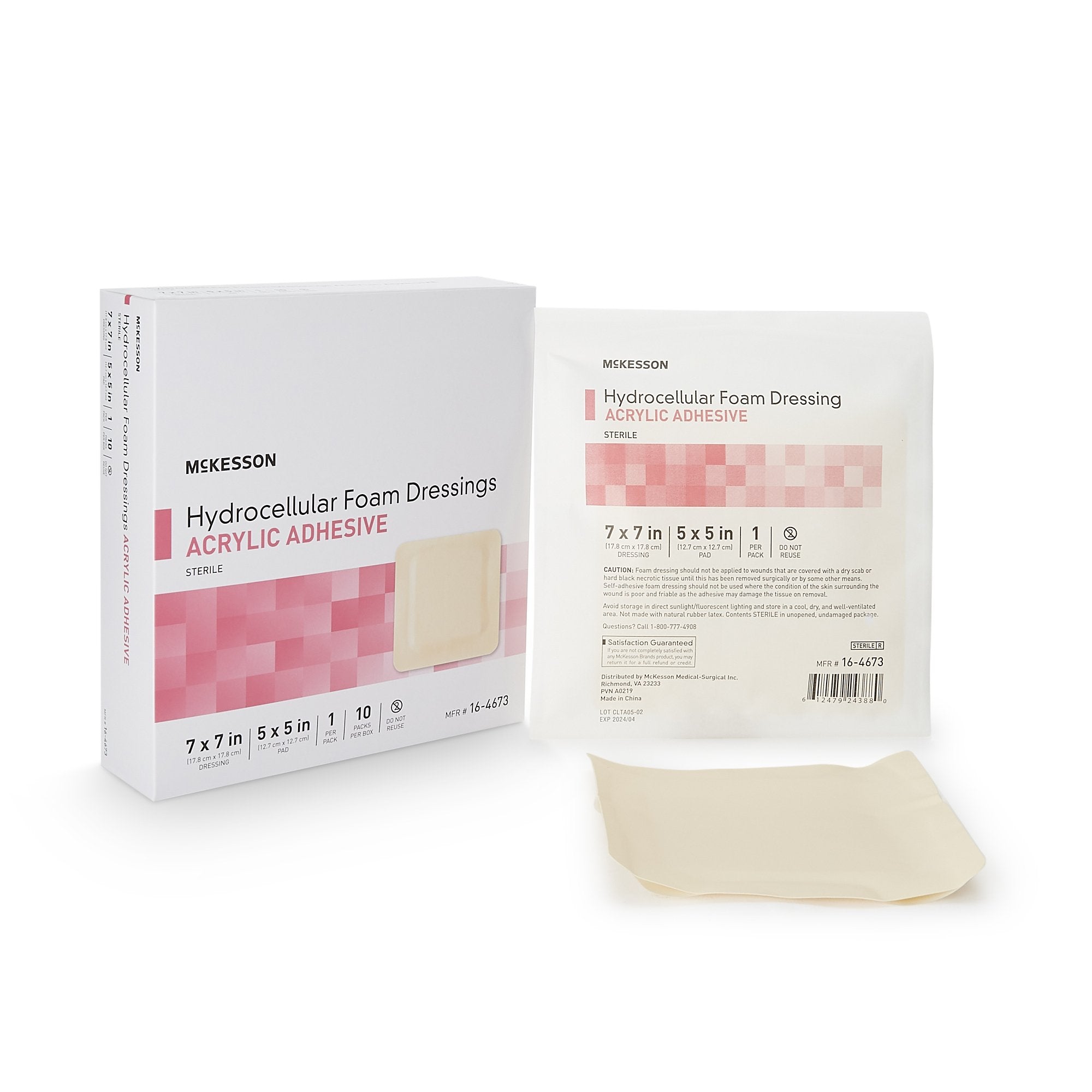 McKesson Brand - Foam Dressing McKesson 7 X 7 Inch With Border Film Backing Acrylic Adhesive Square Sterile [100/CS]