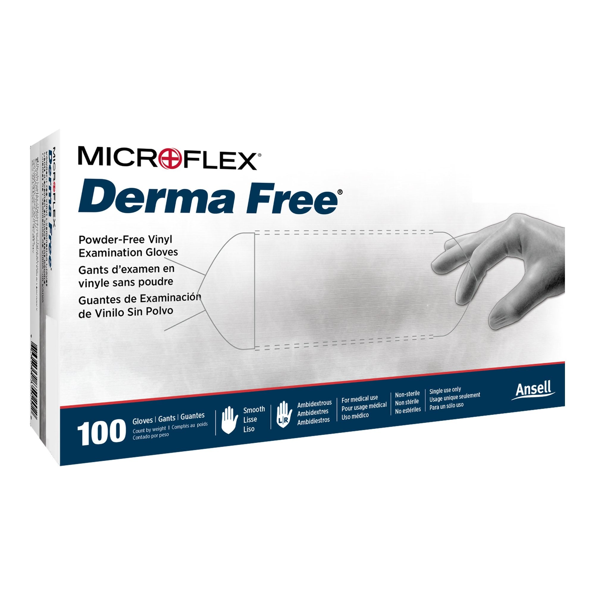 Microflex Medical - Exam Glove Derma Free™ X-Large NonSterile Vinyl Standard Cuff Length Smooth Clear Not Rated [1000/CS]